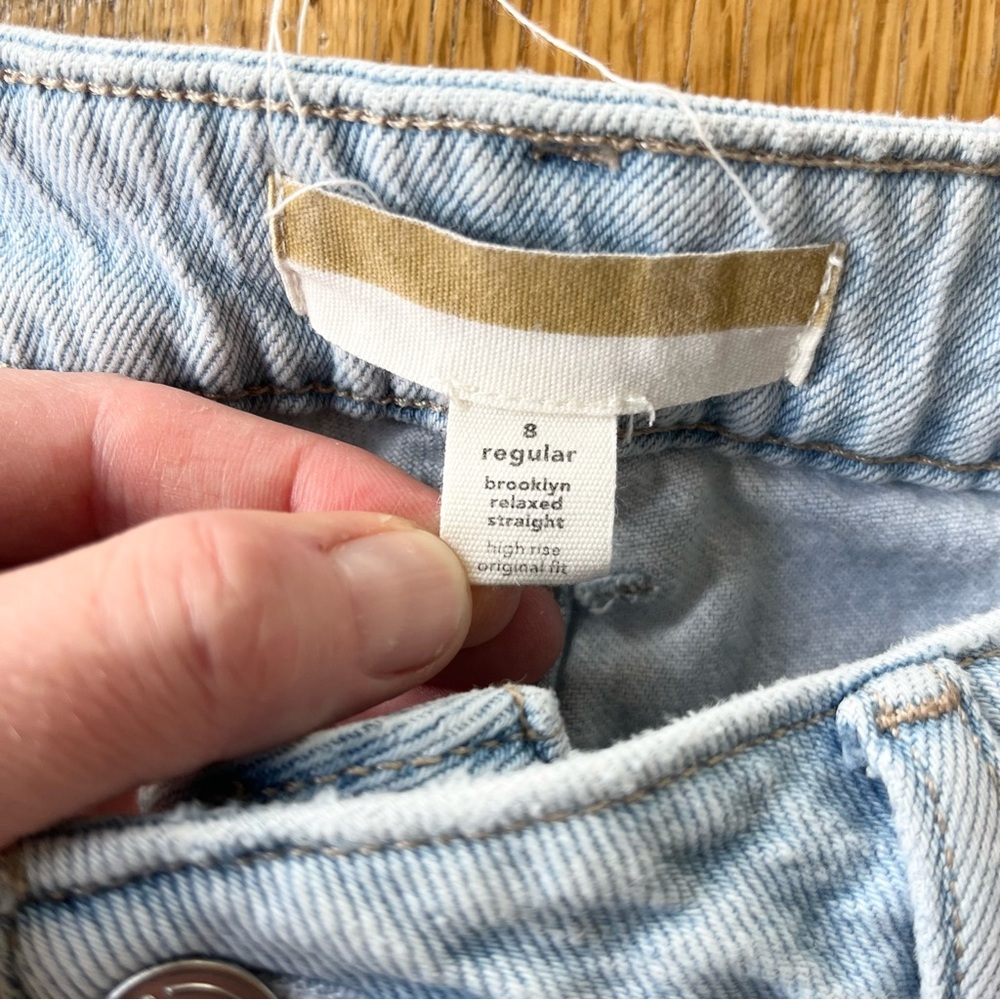 Goldie Blues Brooklyn High Rise Straight Crop Jeans Distressed Raw Hem 8 - Picture 3 of 11